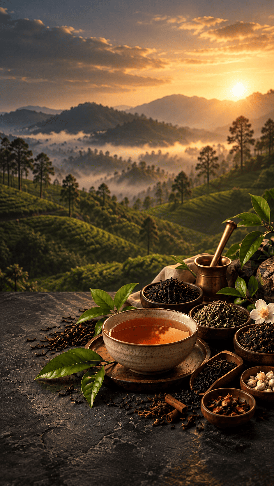 Lush tea plantation in Sri Lanka