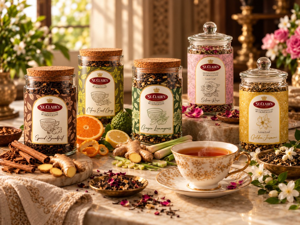 A signature St. Clair's blend of black tea with petals and peel